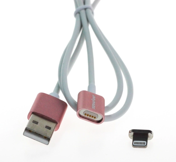 MyMax cablu Lightning magnetic 1 m roz