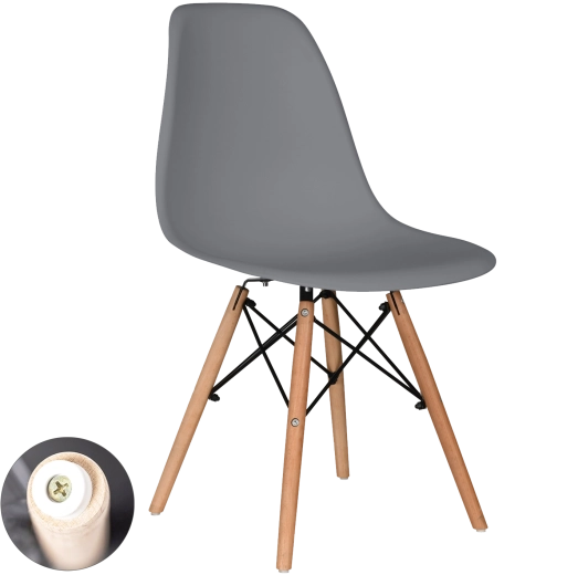 Scaun modern gri cu picioare din lemn