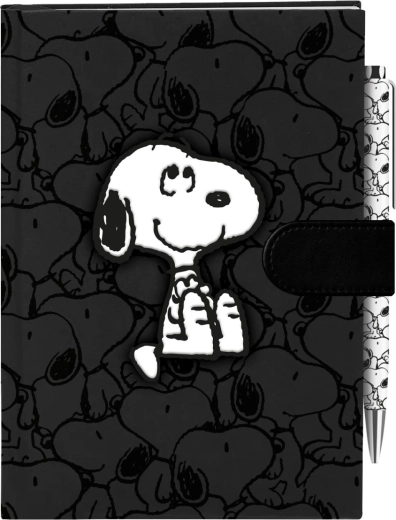 Carnet Peanuts cu copertă din catifea și pix