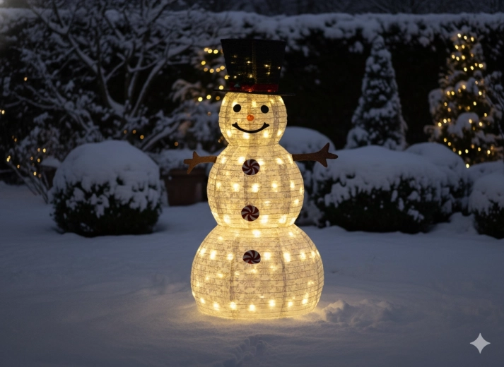 Om de zăpadă LED de Crăciun 1,5 m, 120 LED, alb cald, interior/exterior