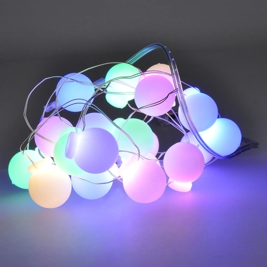 Solight lanț luminos LED de Crăciun cu bile colorate, 20 LED, 2 m, pe baterii
