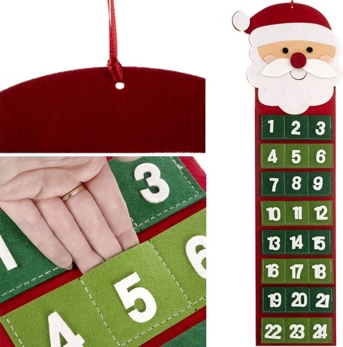Calendar de Advent textil cu Moș Crăciun