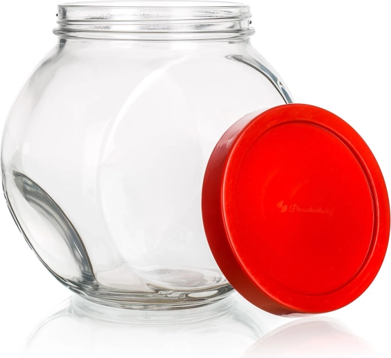 Borcan din sticlă WALLIBUCK 1,5 l cu capac roșu înșurubabil
