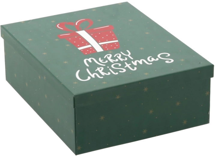 Cutie cadou de Crăciun verde cu inscripția „MERRY CHRISTMAS” - 1 bucată