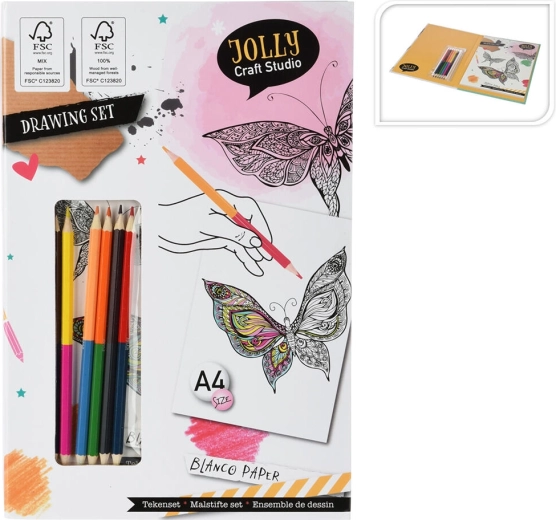 Set de planșe de colorat A4 cu creioane colorate cu două capete