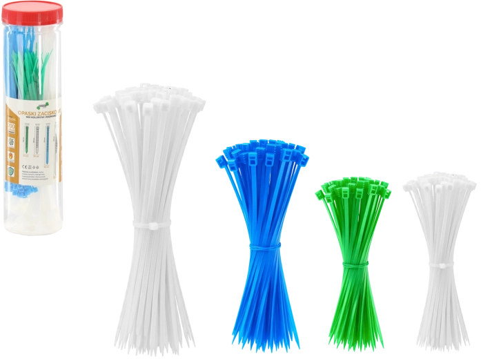 Set de coliere de cablu în tub, 200 buc – mix de dimensiuni și culori