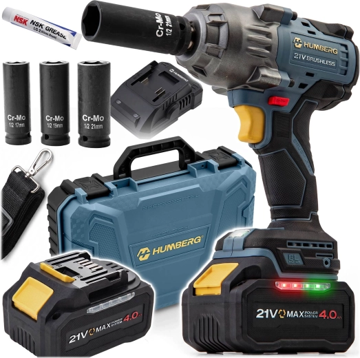 Cheie de impact cu acumulator Humberg 21 V 850 Nm cu valiză