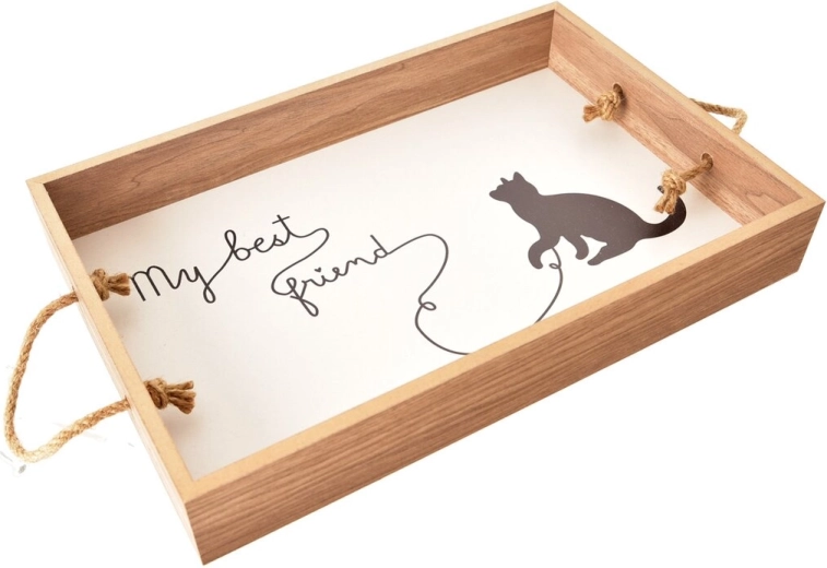 Tavă de servire din lemn Lovely Cat 38 × 25 cm