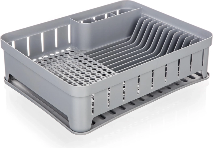 Suport de uscare pentru vase cu tavă, gri, 40 × 31 cm