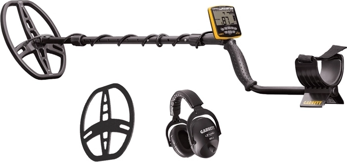 Detector de metale Garrett Ace Apex cu bobină 8,5" × 11" Raider și căști wireless MS-3