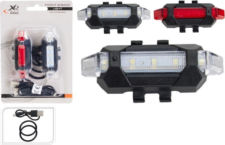Set de lumini pentru bicicletă cu USB – față albă și spate roșie