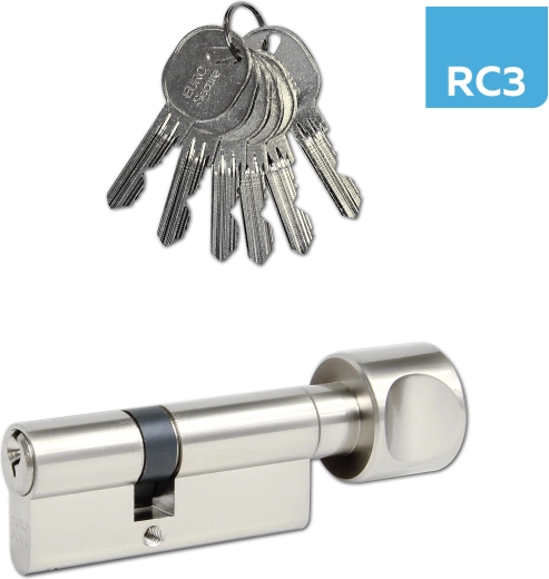 Butuc cilindric cu buton 30/35, 6 chei, nichel, clasa RC3 RICHTER