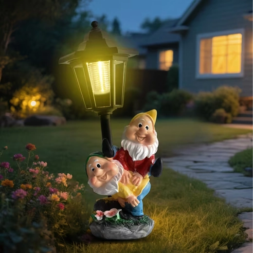 lampă solară de grădină cu pitici – figurină LED decorativă