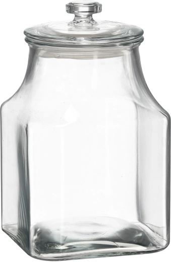 Borcan pătrat din sticlă 3,3 l cu capac din sticlă