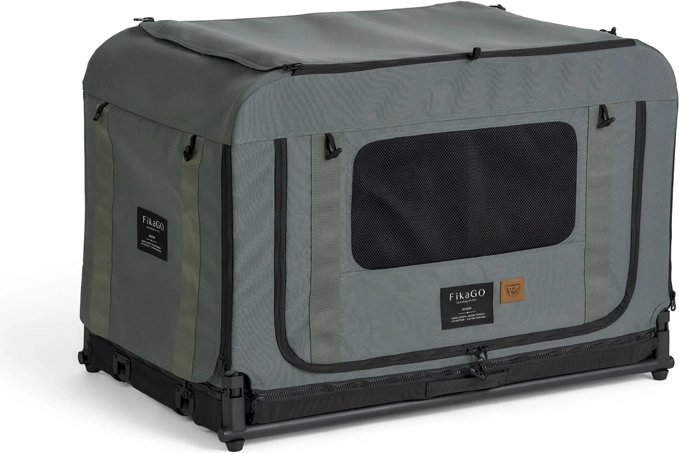 Fikago kennel pliabil pentru transport Queen M verde