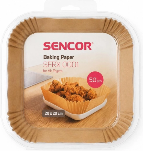 Hârtie de copt Sencor pentru friteuză cu aer cald, 20 × 20 cm, 50 buc.