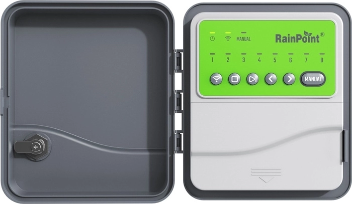 Controler inteligent Wi‑Fi RainPoint pentru irigații, 8 zone (AC)