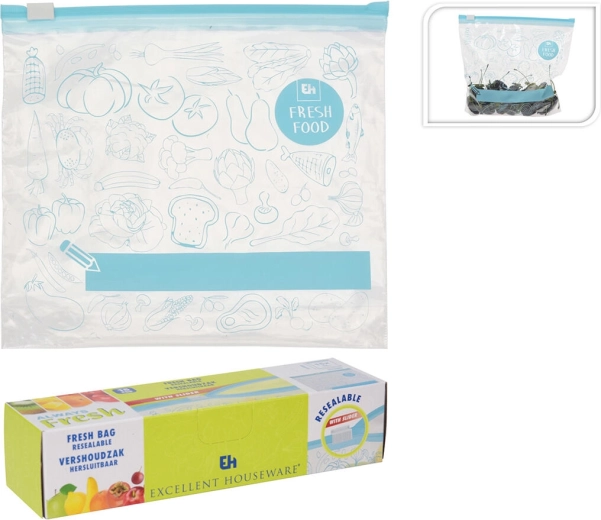 Pungi cu fermoar 1 l cu imprimeu, 15 buc