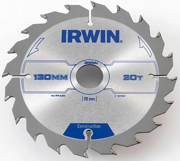 Disc circular IRWIN 130 mm, 20/16 mm, 20 dinți, tăiere subțire