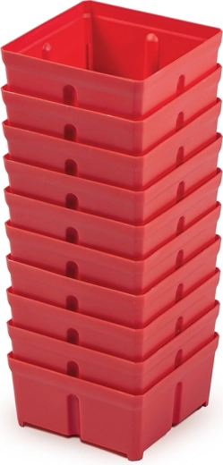 Set de cutii din plastic pentru unelte, roșii, 10 buc (10,5 × 10,5 × 5 cm)