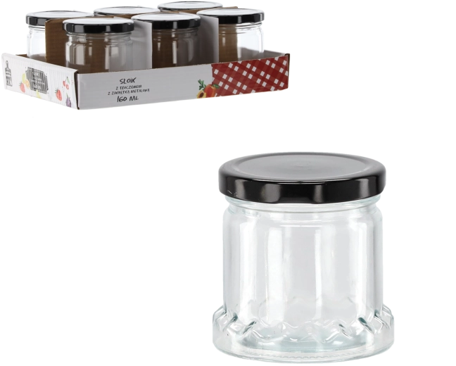 Pahar 160 ml cu relief și capac metalic negru