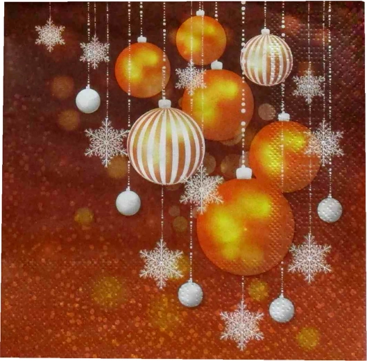 Șervețele de Crăciun cu globuri aurii 33 × 33 cm, 3 straturi - 1 bucată