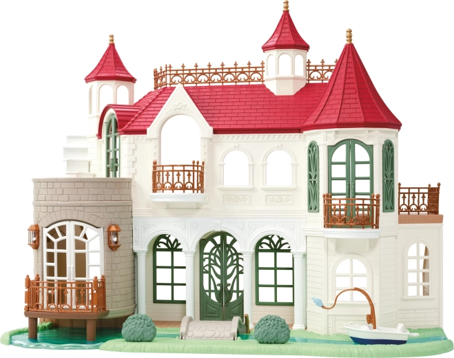 Sylvanian Families vilă cu acoperiș roșu lângă râu