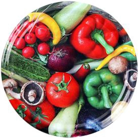 Capace pentru borcane de conservare cu motiv de legume 66 mm, 10 buc.