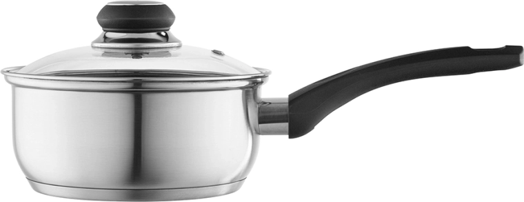 Altom Design Emilio crăticioară din oțel inoxidabil 1,2 l, 16 cm, cu capac din sticlă
