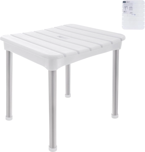 Taburet Eucalyptus din plastic și aluminiu