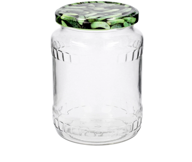 Borcan din sticlă pentru conservare 720 ml cu capac metalic 82 mm