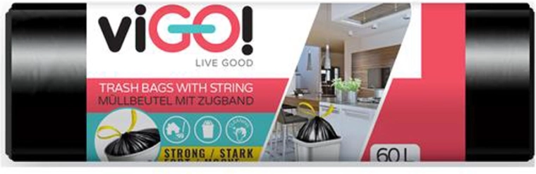 Saci menajeri cu șnur de strângere 60 l VIGO, 15 buc