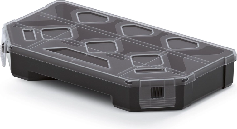 Organizator cu despărțitoare 243 × 142 × 40 mm, negru cu capac transparent