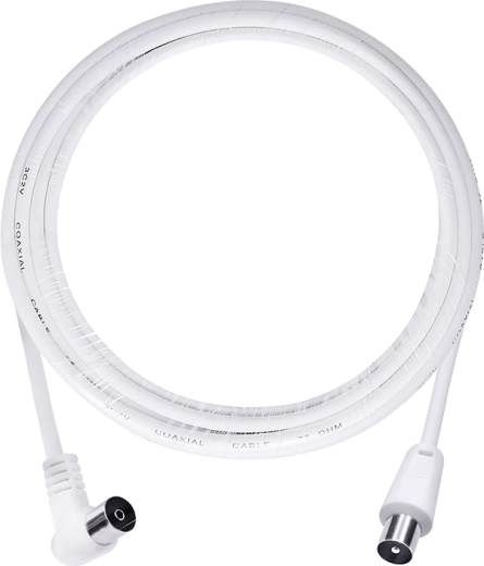 Cablu coaxial de antenă Solight 3C2V cu conectori combinați, 5 m, alb