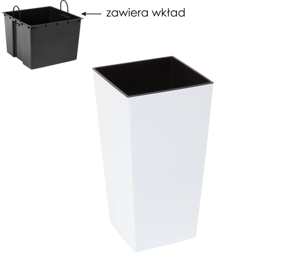 Ghiveci Finezja cu inserție 25 × 25 cm, luciu alb