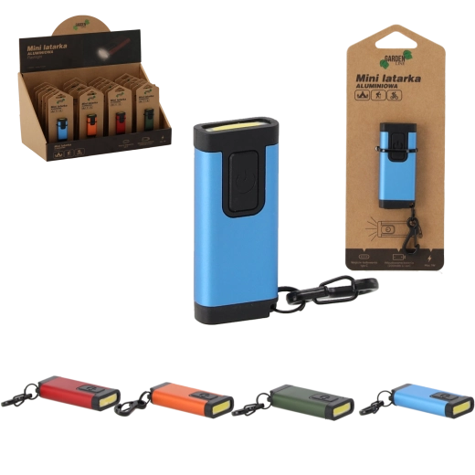 Lanternă de buzunar din aluminiu 1W cu USB‑C, mix de culori