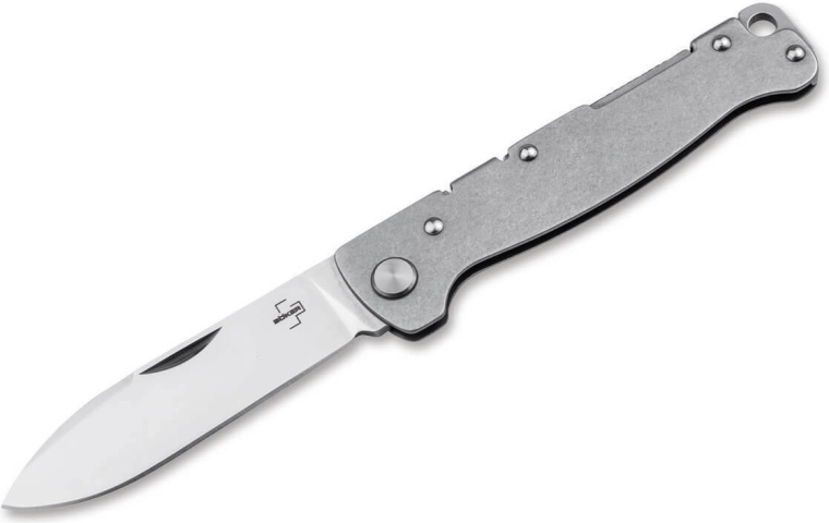 Böker Plus Atlas Drop Point cuțit de buzunar 7,1 cm, satin, oțel Stonewash
