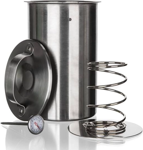 Șuncar din oțel inoxidabil cu termometru 1,3 l, diametru 10 cm, înălțime 19 cm