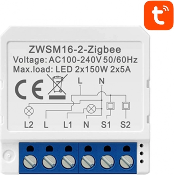 Modul inteligent de comutare ZigBee Avatto TUYA – Cu două canale