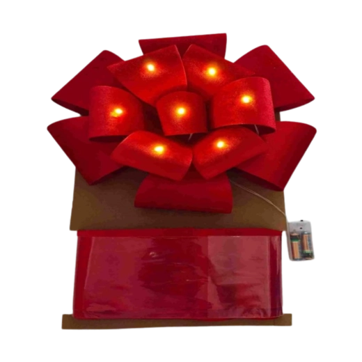 Fundă decorativă de Crăciun pentru ușă cu iluminare LED 40 × 40 cm, roșie