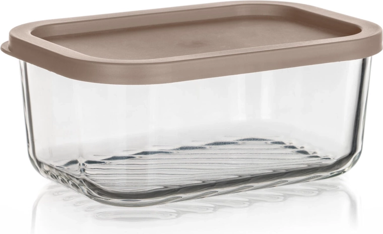 Borcan din sticlă Wave 0,7 l cu capac din plastic latte