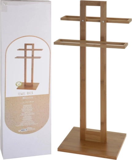 Suport vertical din bambus pentru prosoape 37 × 25 × 85 cm