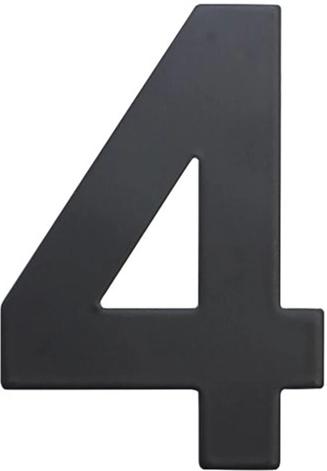 Număr de casă 4, 75 mm, inox, negru mat