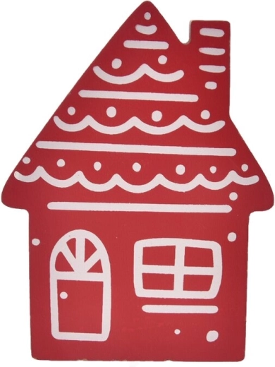 Căsuță decorativă din lemn roșu/alb 15 cm