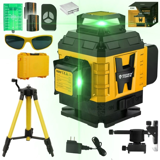 Laser în cruce 4D cu 16 linii 360° cu trepied 118 cm Renew Force