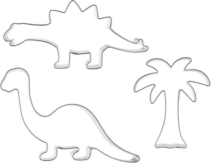 Forme de decupat din oțel inoxidabil Orion pentru biscuiți, dinozauri și palmier - 3 buc.