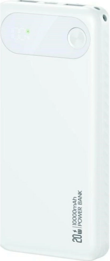 Power bank USAMS PB80 10000 mAh, 20 W PD, 2×USB‑A + USB‑C, albă