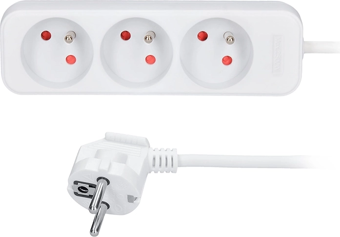 Prelungitor Solight cu 3 prize, 2 m, alb