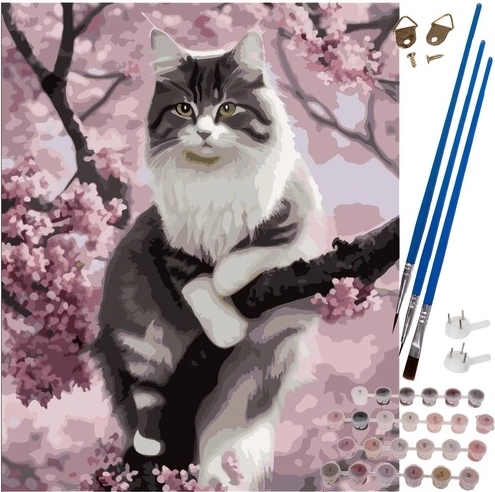 Pictură după numere 40 × 50 cm – pisoiaș pe pânză