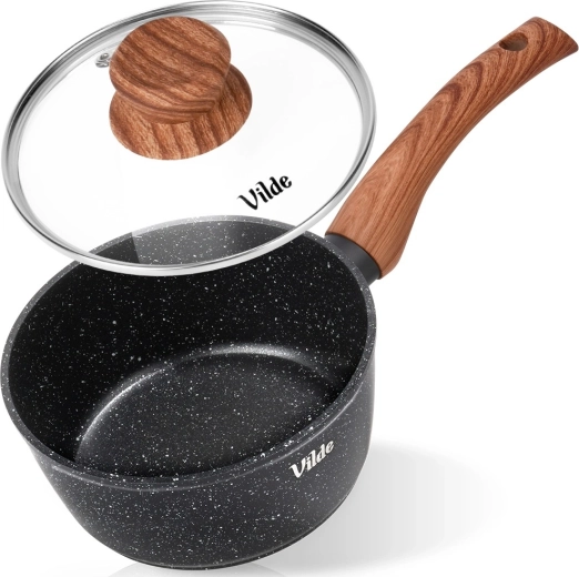 Cratiță cu suprafață granit și capac de sticlă 16 cm, 1,2 l